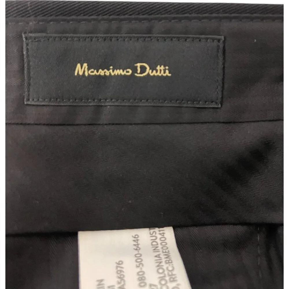 Massimo Dutti Men Pants EU 38 US 30 Black Twill Tapered Fit Trouser 0011/040 NWT